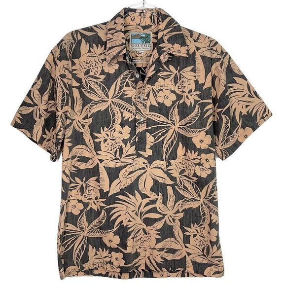 Cooke Street Vintage Black Hawaiian Pineapple Reverse Print Polo Shirt Small - Picture 1 of 5